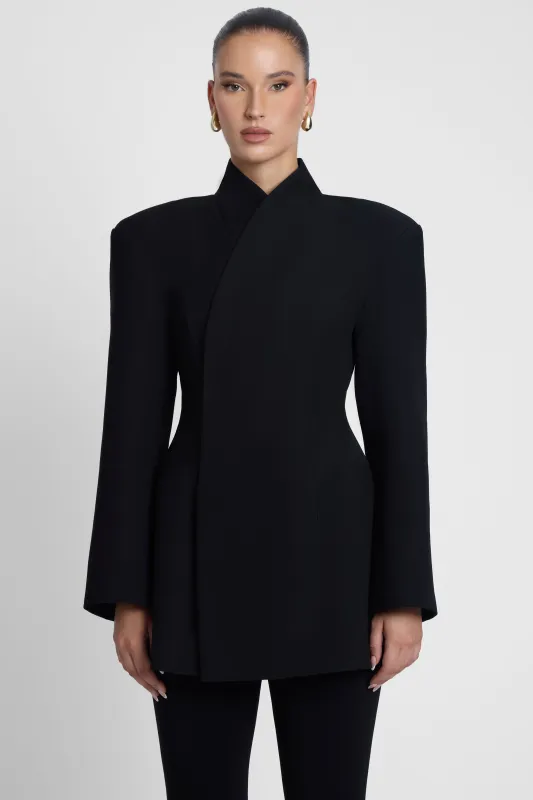 Cairo Hourglass Belted Coat - Black made by LEAU