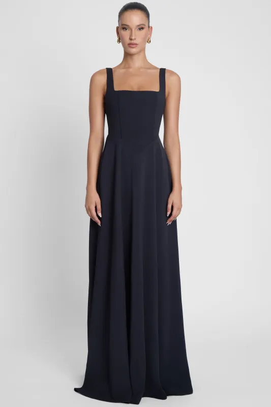 Siren Square Neck Corset Maxi Dress - Black sold by LEAU