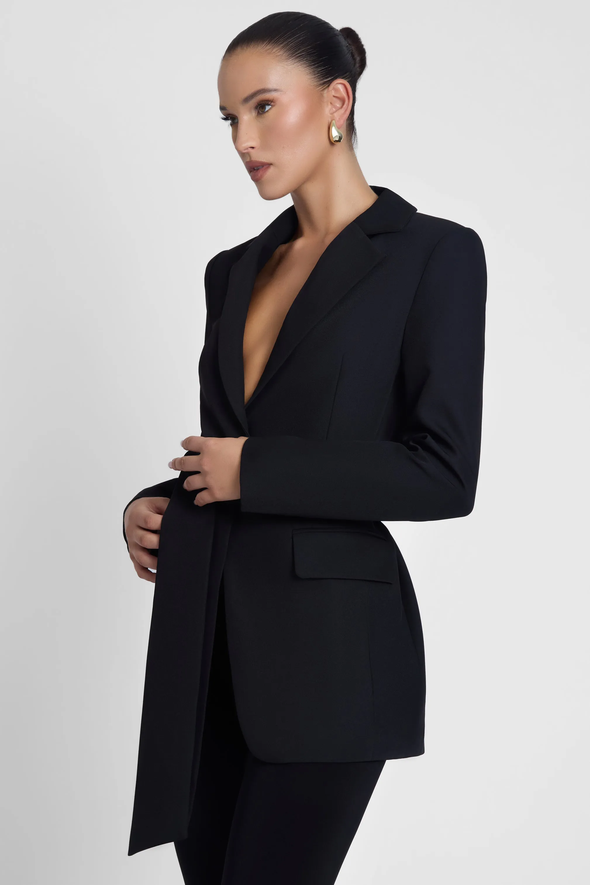 Classic Column Tailored Belted Blazer - Black sold by LEAU product image thumbnail 5