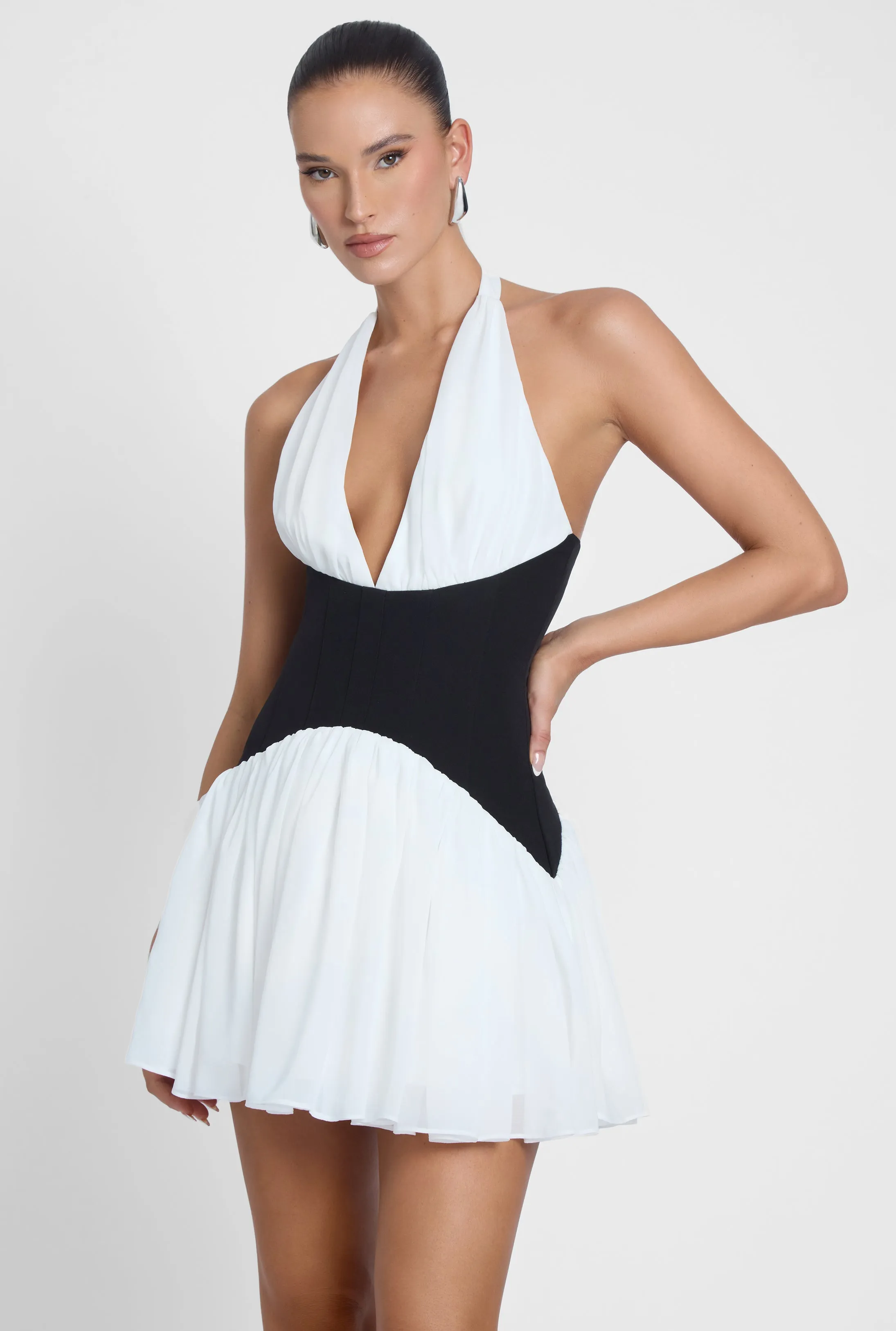Harper Contrast Corset Mini Dress - White sold by LEAU product image thumbnail 5