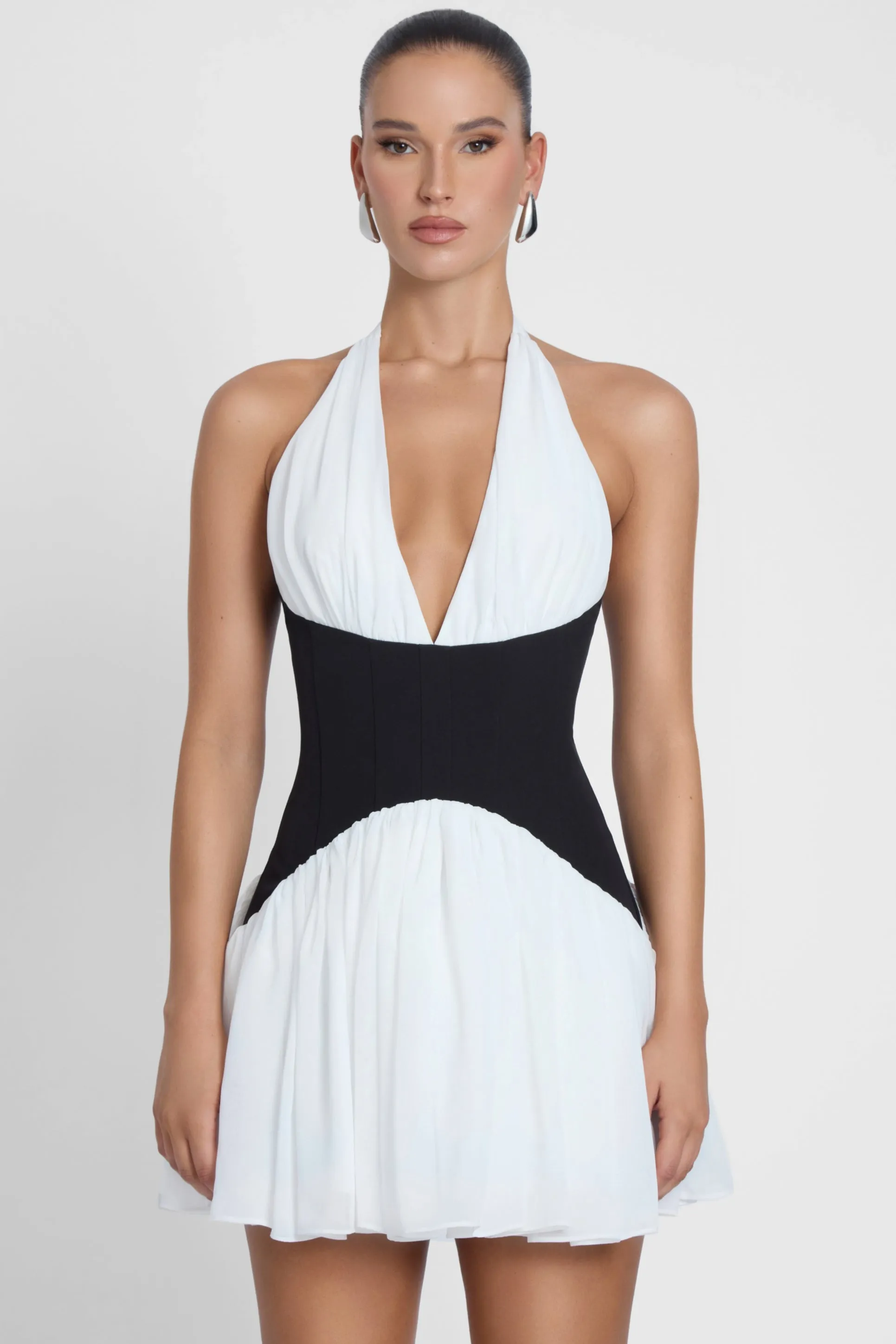 Harper Contrast Corset Mini Dress - White sold by LEAU