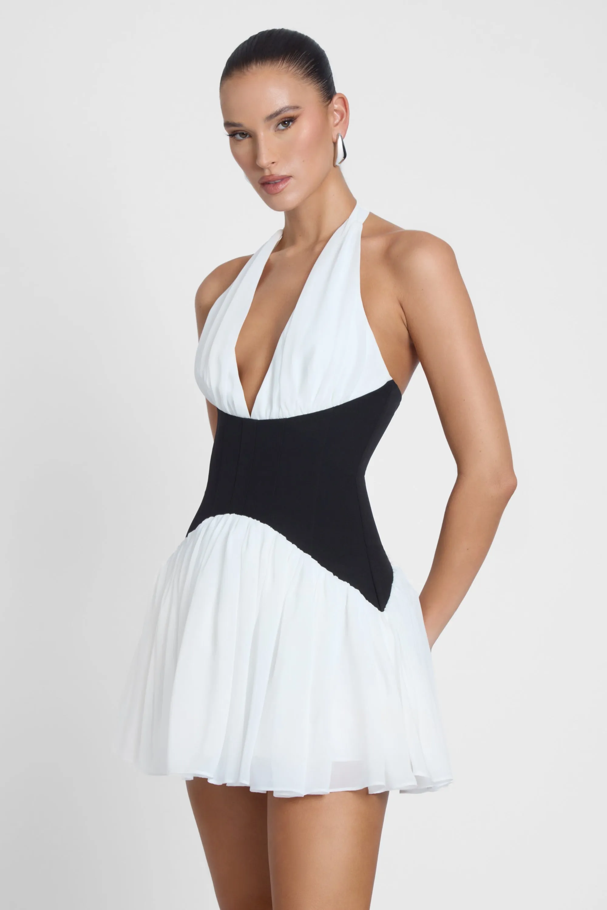 Harper Contrast Corset Mini Dress - White sold by LEAU product image thumbnail 3