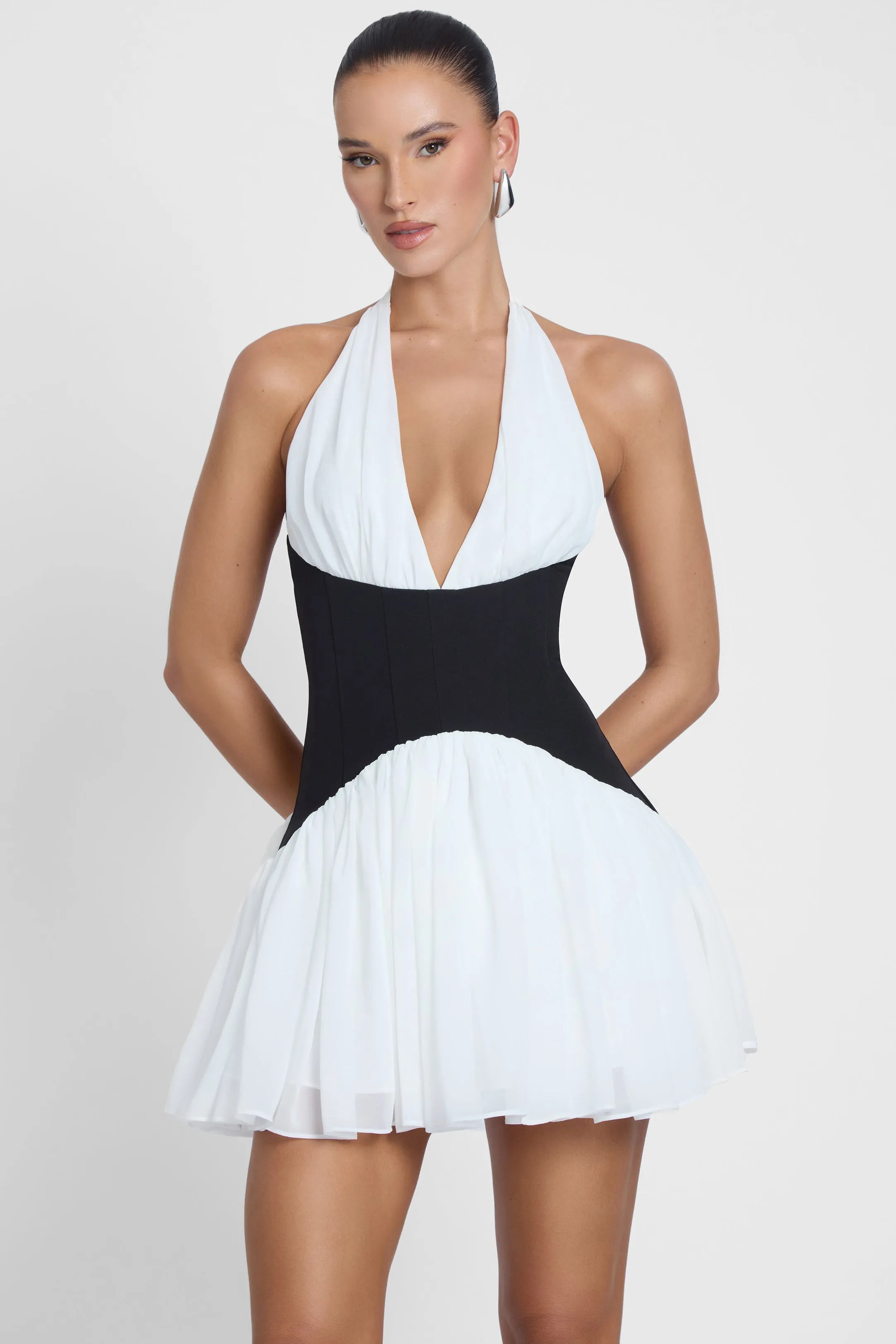 Harper Contrast Corset Mini Dress - White sold by LEAU product image thumbnail 2