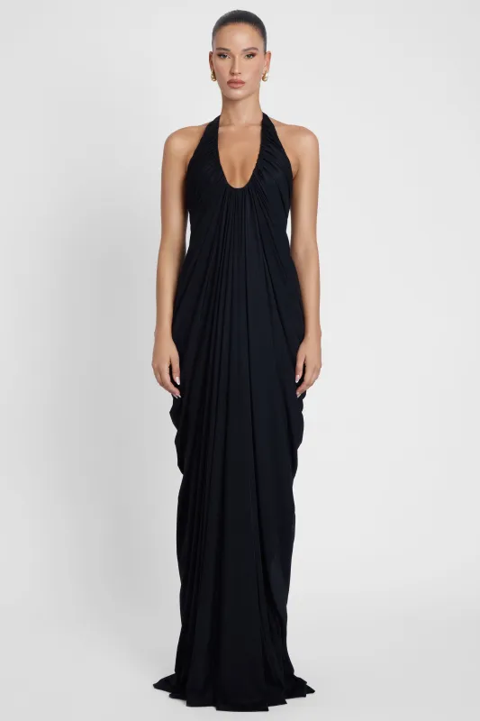 Cascade Drape Gown - Black sold by LEAU