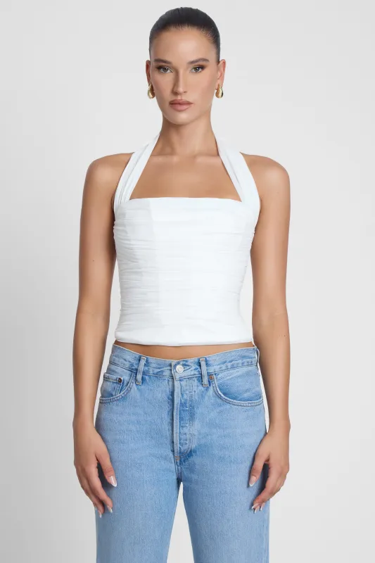 Taormina Halter Corset Top - White sold by LEAU