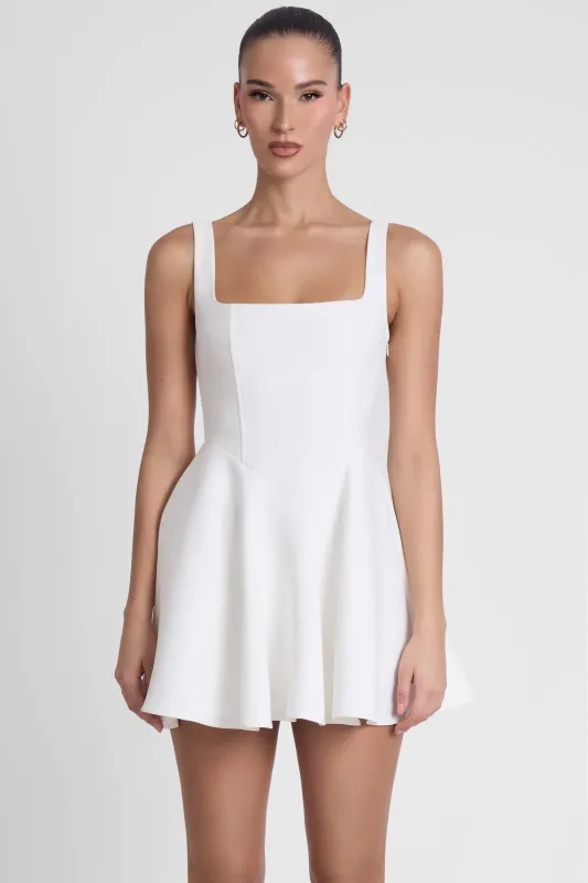 Sloane Square Neck Corset Mini Dress - White sold by LEAU