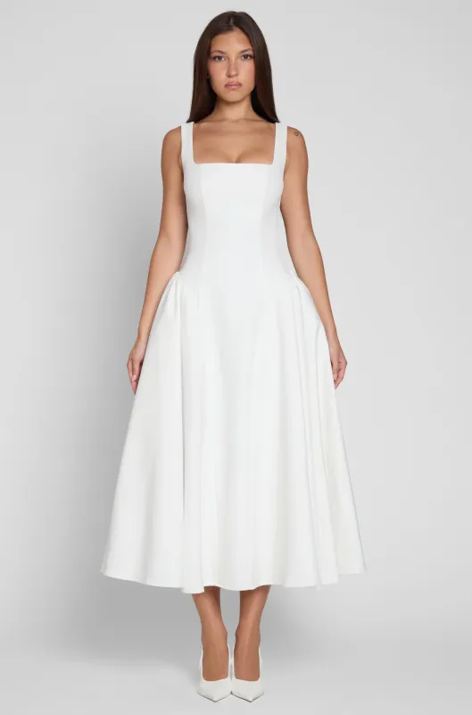 Chloe Corset Midi Dress - White sold by LEAU