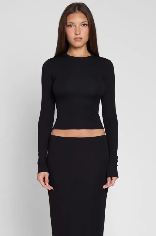 Everyday Jersey Long Sleeve Top - Black sold by LEAU