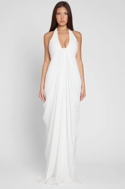 Cascade Drape Gown - White made by LEAU