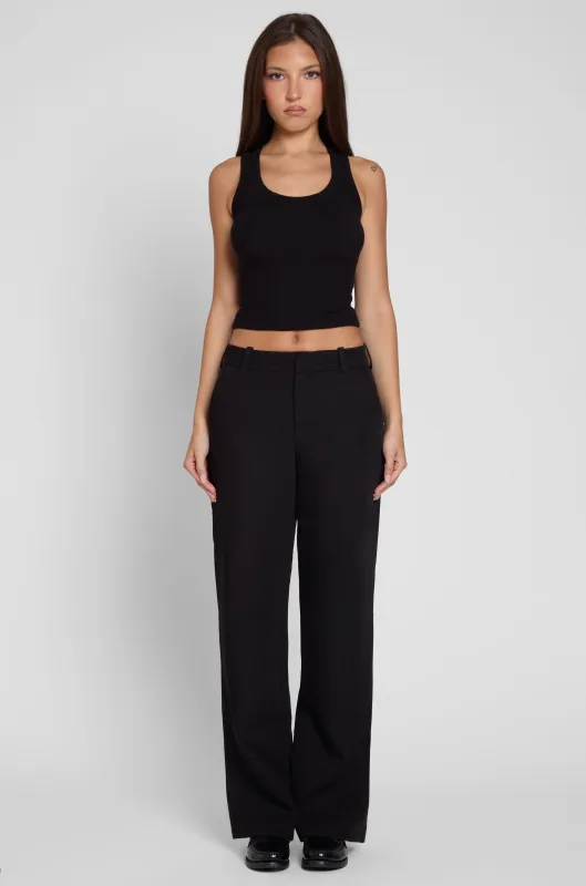 Classic Column Straight Trousers - Black made by LEAU