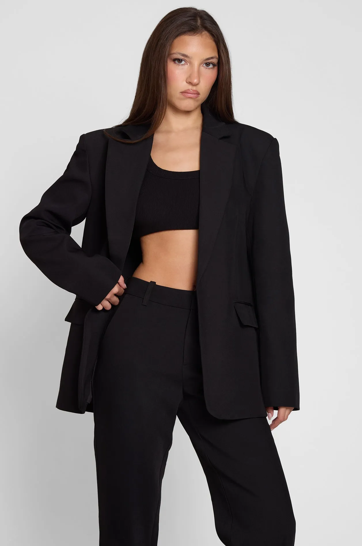 Classic Column Oversized Blazer - Black sold by LEAU product image thumbnail 3