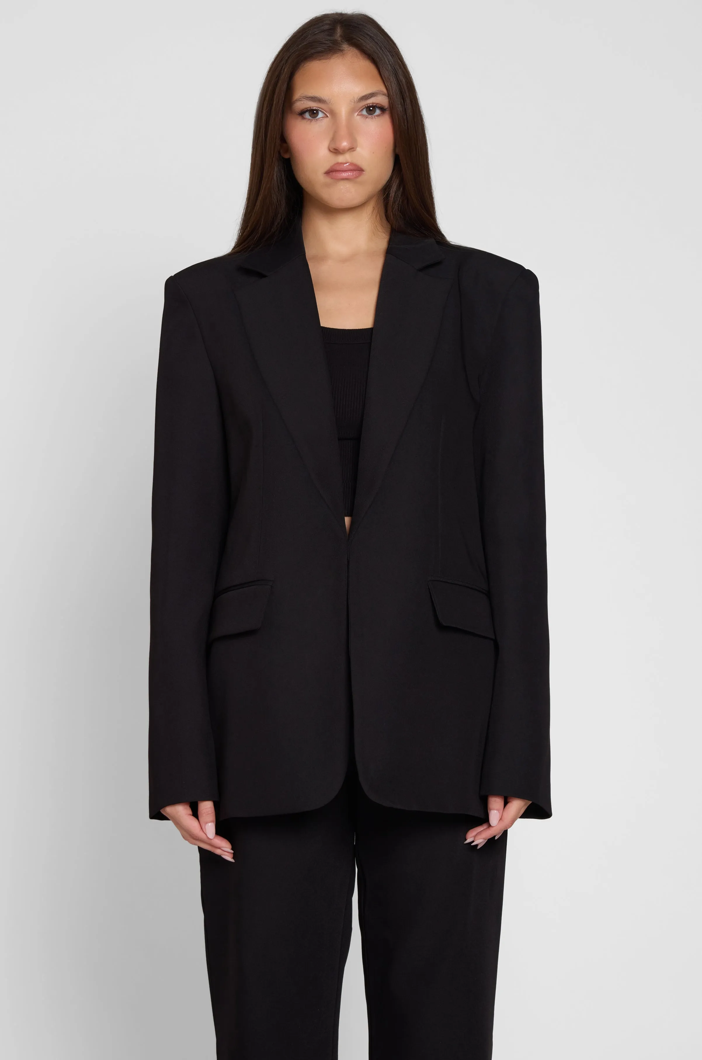 Classic Column Oversized Blazer - Black sold by LEAU product image thumbnail 4