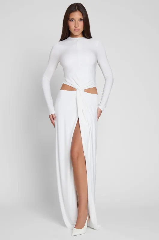 Vacanza Drape Gown - White sold by LEAU