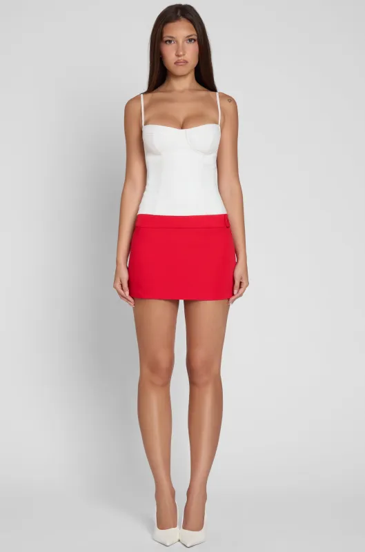 Classic Column Micro Mini Skirt - Red made by LEAU