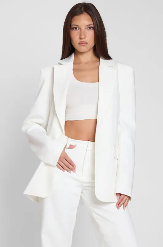 Classic Column Oversized Blazer - White sold by LEAU