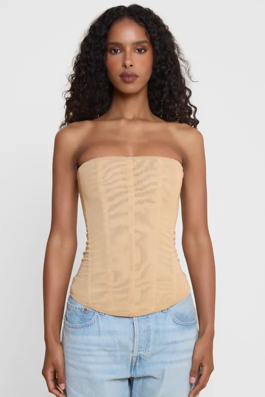 Muse Mesh Corset Top - Tan sold by LEAU
