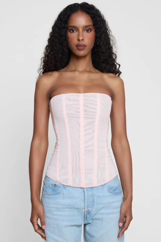 Muse Mesh Corset Top - Pink made by LEAU