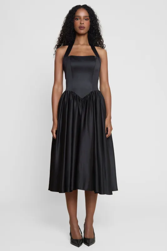 Hart Halter Corset Midi Dress - Black sold by LEAU