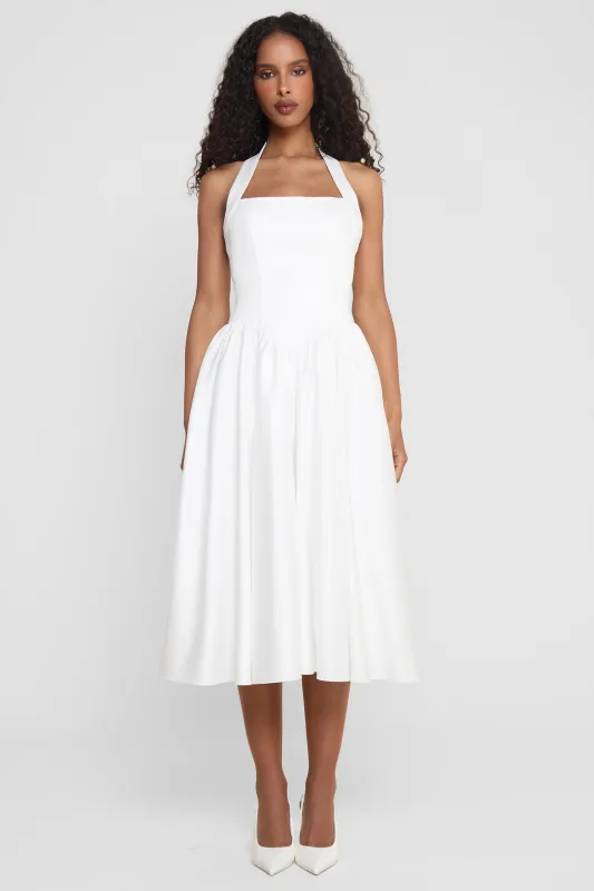 Hart Halter Corset Midi Dress - White sold by LEAU