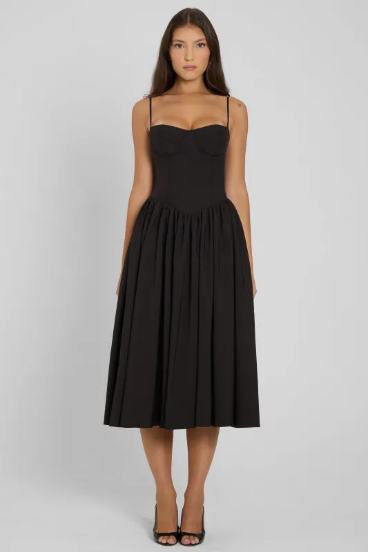 Ballerina Bustier Midi Dress - Black sold by LEAU