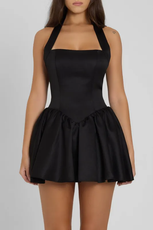 Hyades Halter Corset Mini Dress - Black sold by LEAU