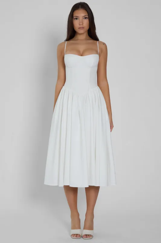 Ballerina Bustier Midi Dress - White sold by LEAU