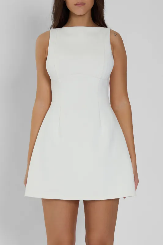 Estelle Sleeveless Bustier Mini Dress - White sold by LEAU