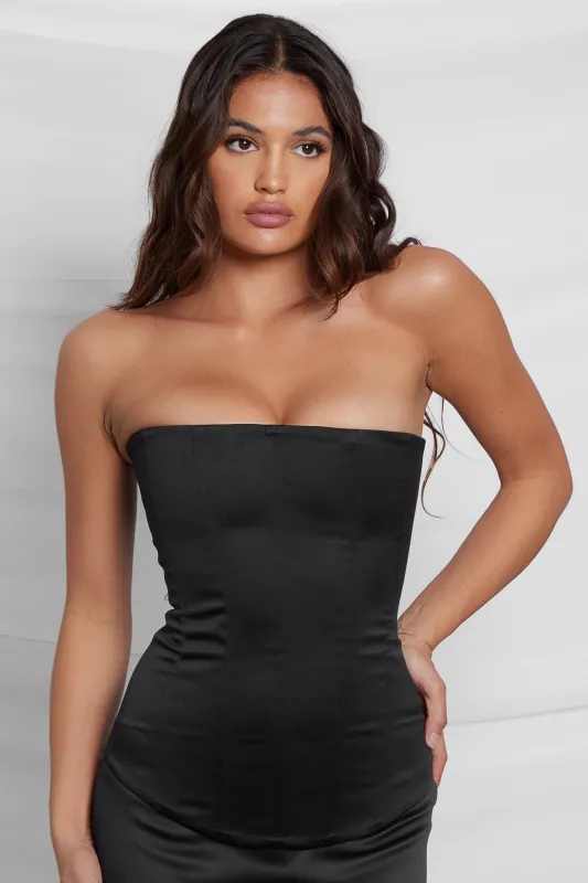 Sphynx Satin Corset Top - Black sold by LEAU