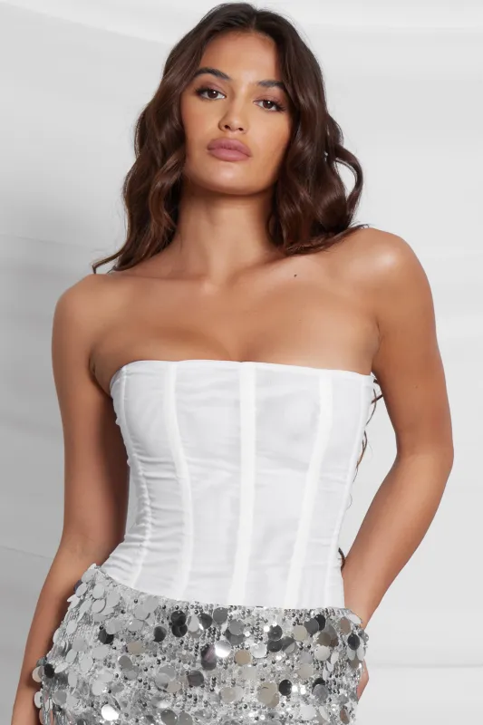 Muse Mesh Corset Top - White made by LEAU