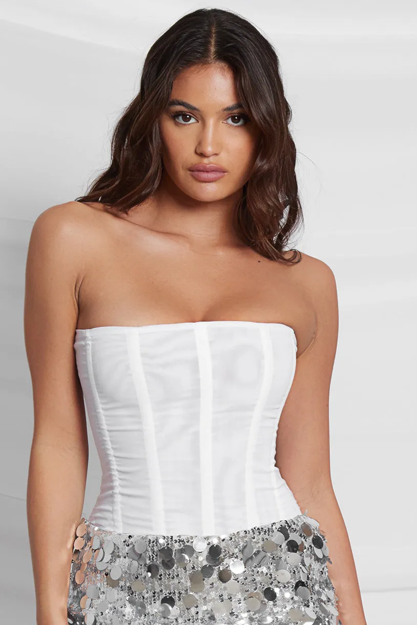 Muse Mesh Corset Top - White sold by LEAU product image thumbnail 3