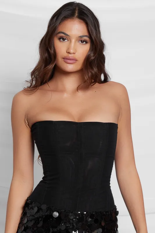 Muse Mesh Corset Top - Black made by LEAU