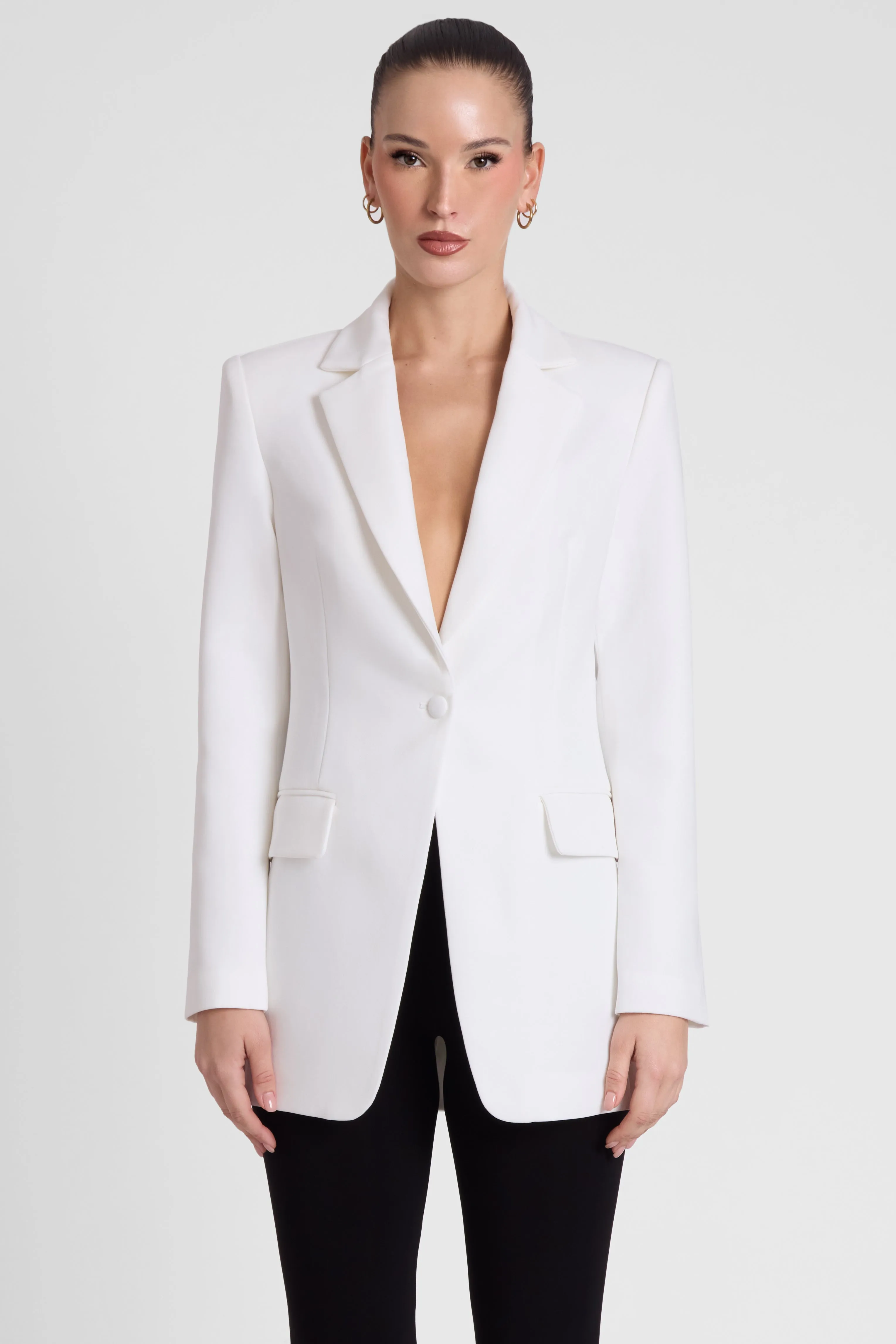 Classic Column Tailored Belted Blazer - White sold by LEAU product image thumbnail 2