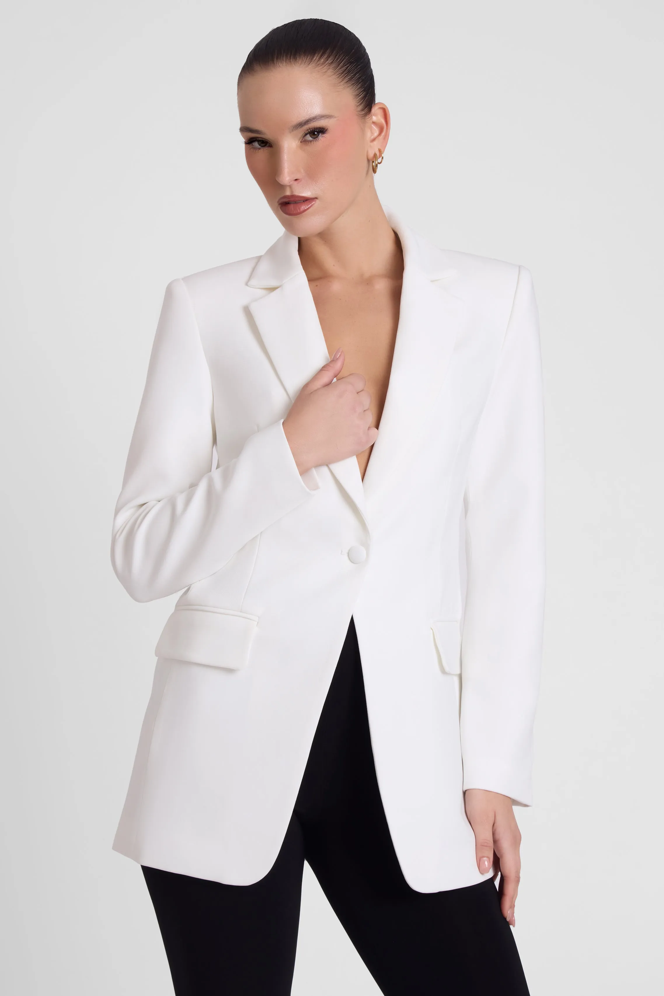 Classic Column Tailored Belted Blazer - White sold by LEAU product image thumbnail 5