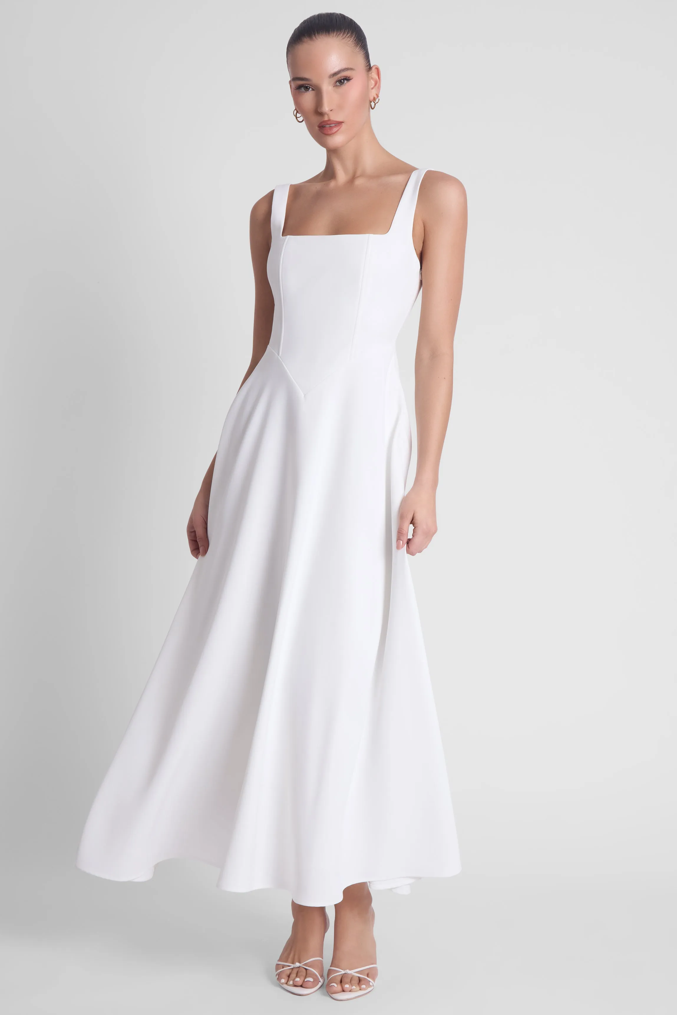 Serenity Square Neck Corset Midi Dress - White sold by LEAU product image thumbnail 5