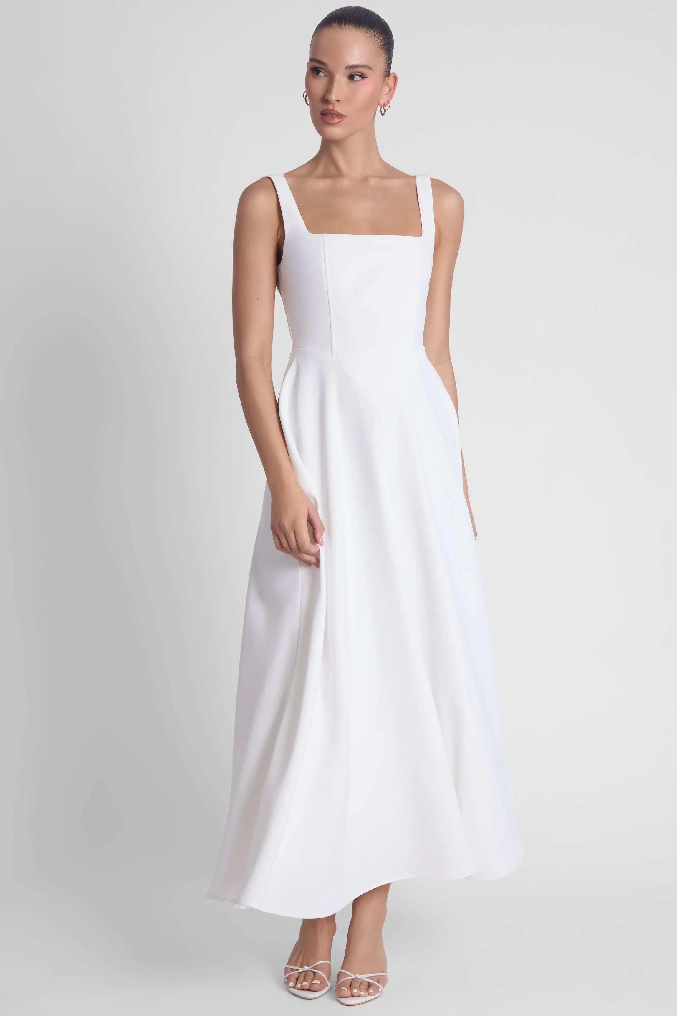 Serenity Square Neck Corset Midi Dress - White sold by LEAU product image thumbnail 3