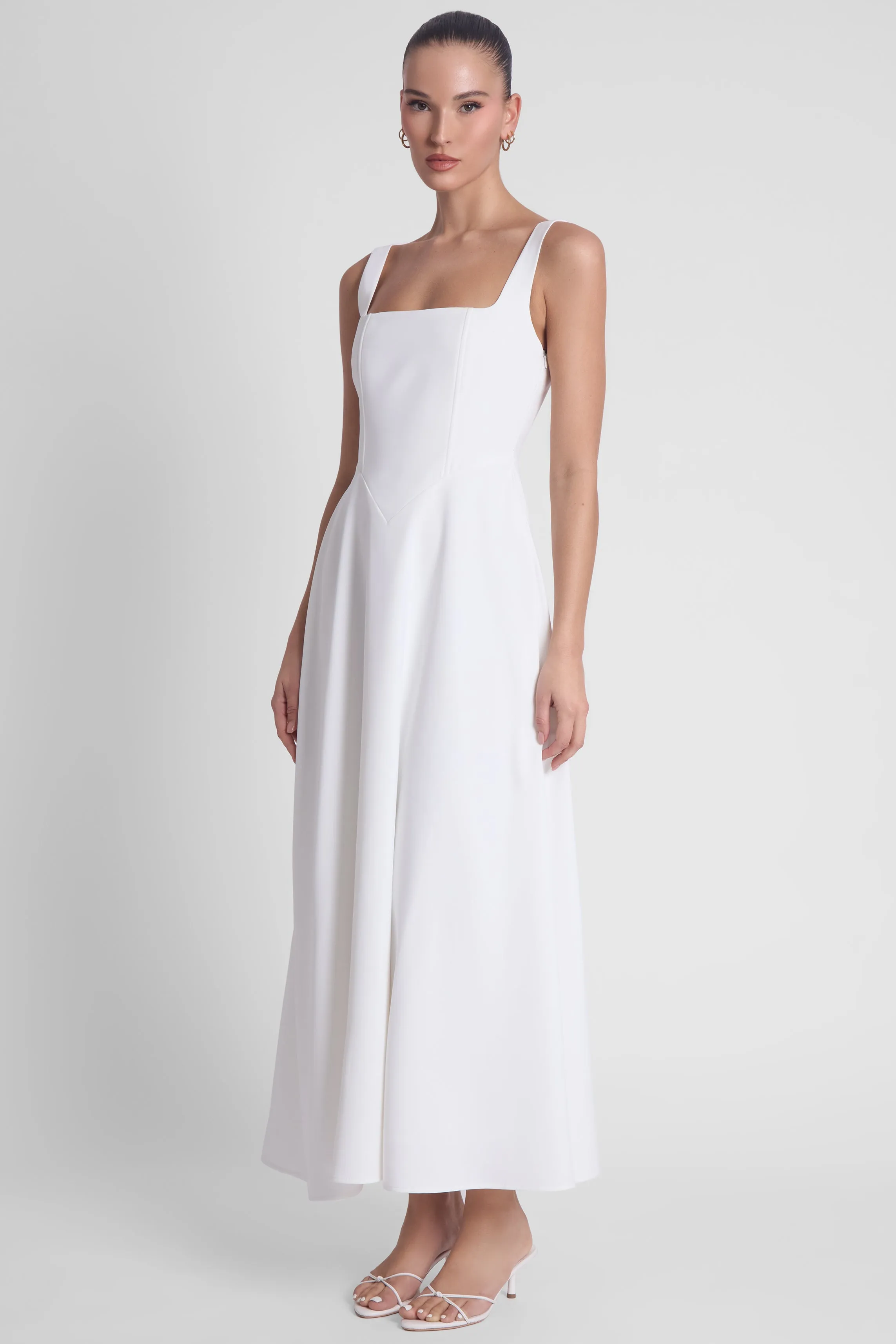 Serenity Square Neck Corset Midi Dress - White sold by LEAU product image thumbnail 4