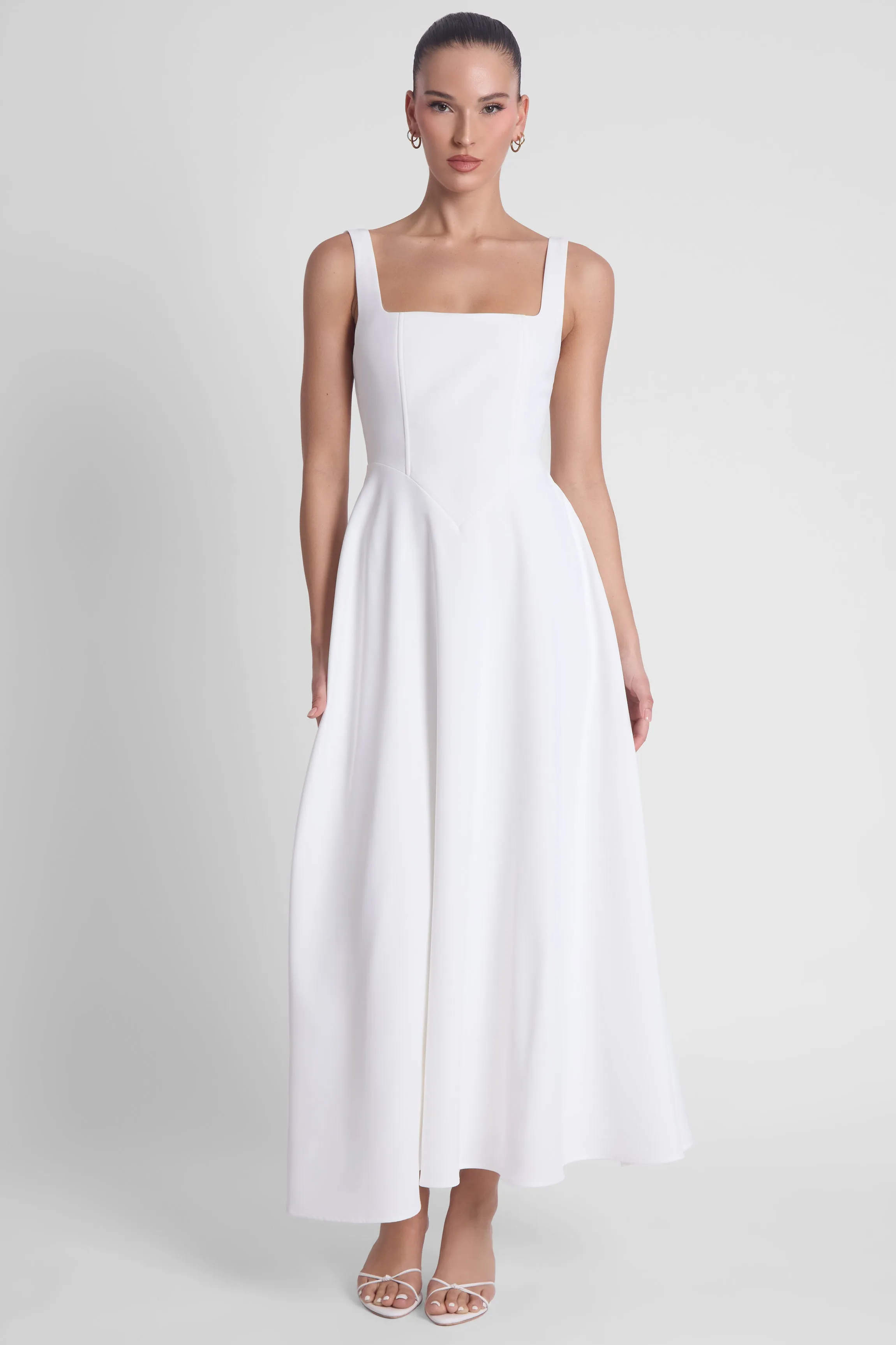 Serenity Square Neck Corset Midi Dress - White sold by LEAU product image thumbnail 2