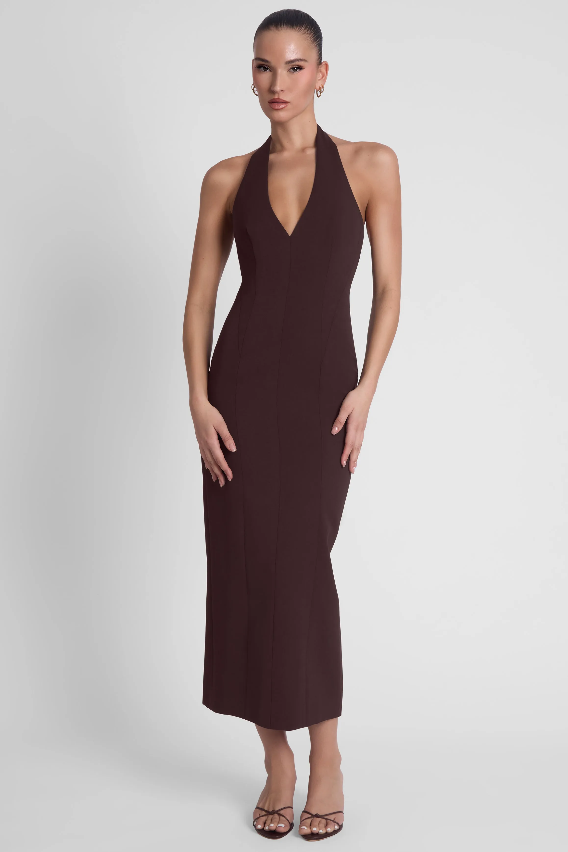 Heiress Halter Midi Dress - Chocolate Brown sold by LEAU product image thumbnail 4