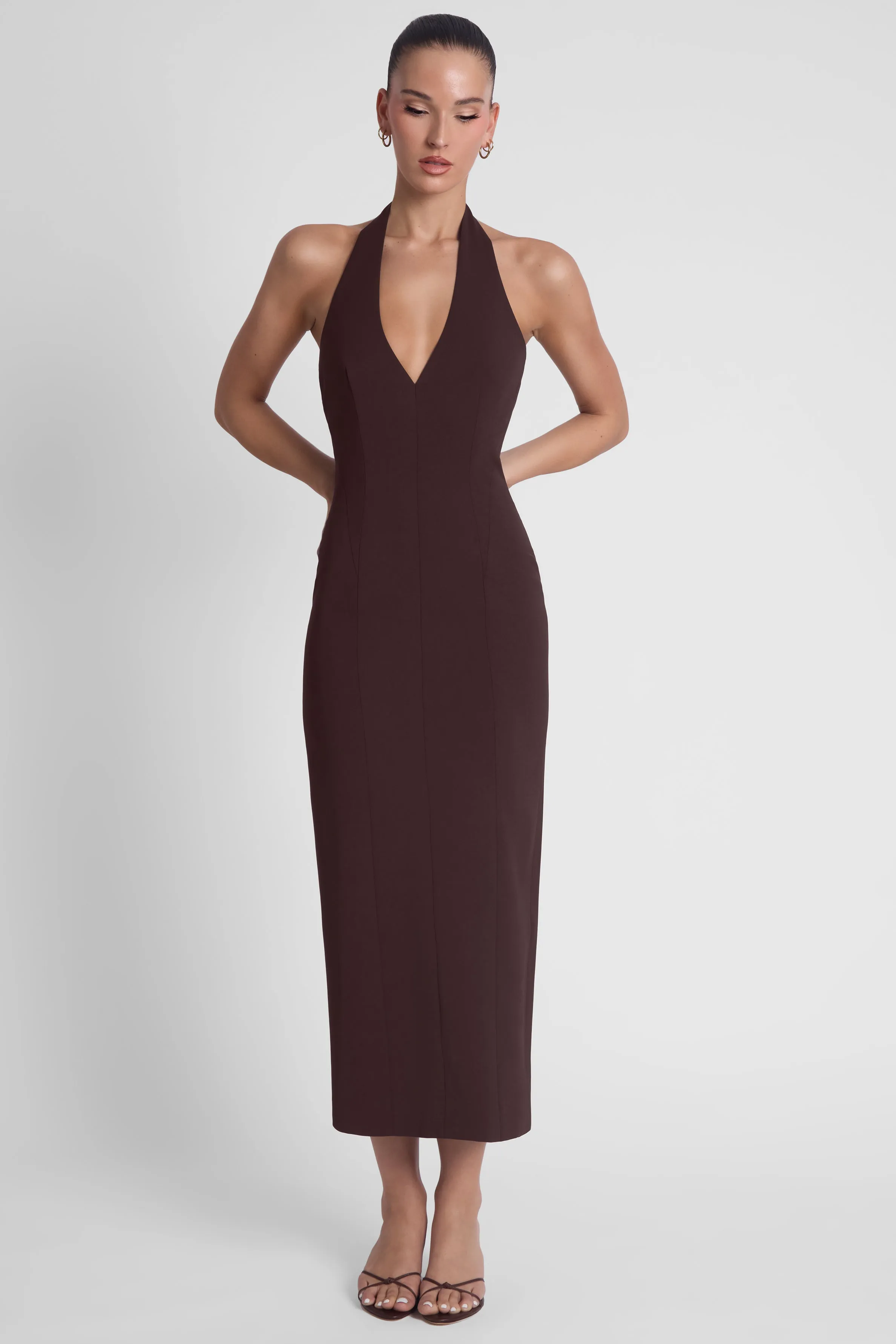Heiress Halter Midi Dress - Chocolate Brown sold by LEAU product image thumbnail 5