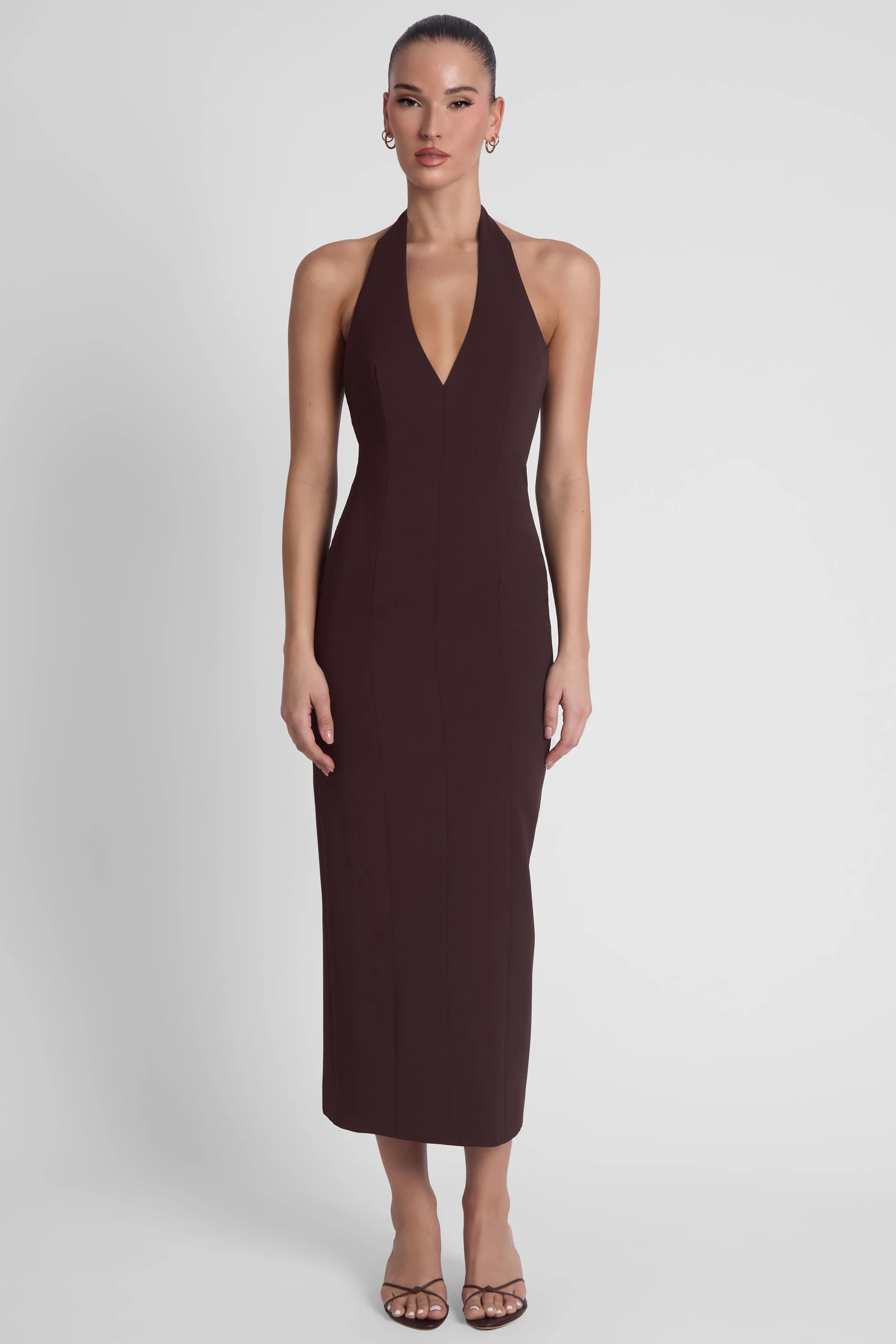 Heiress Halter Midi Dress - Chocolate Brown sold by LEAU product image thumbnail 2