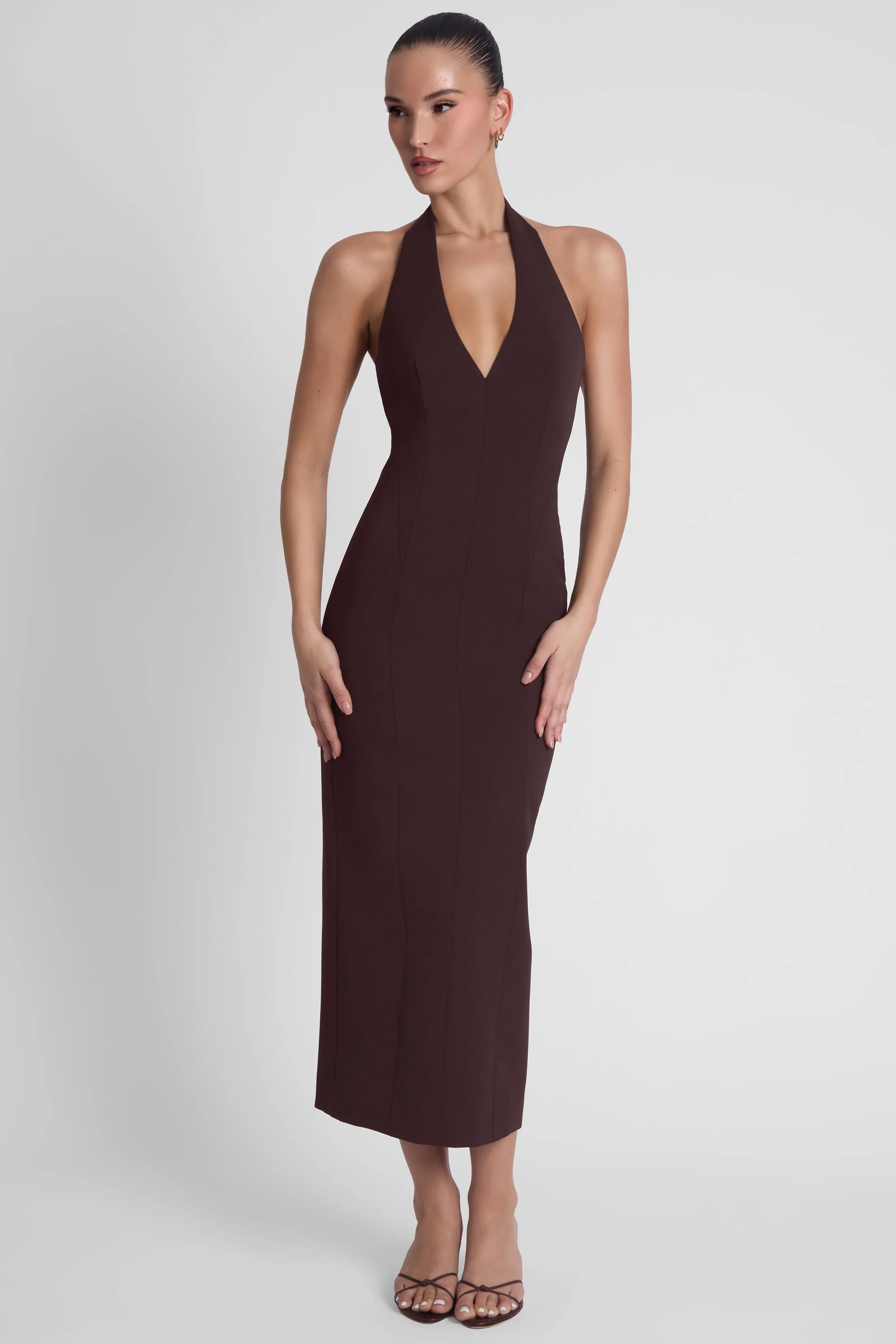 Heiress Halter Midi Dress - Chocolate Brown sold by LEAU product image thumbnail 3