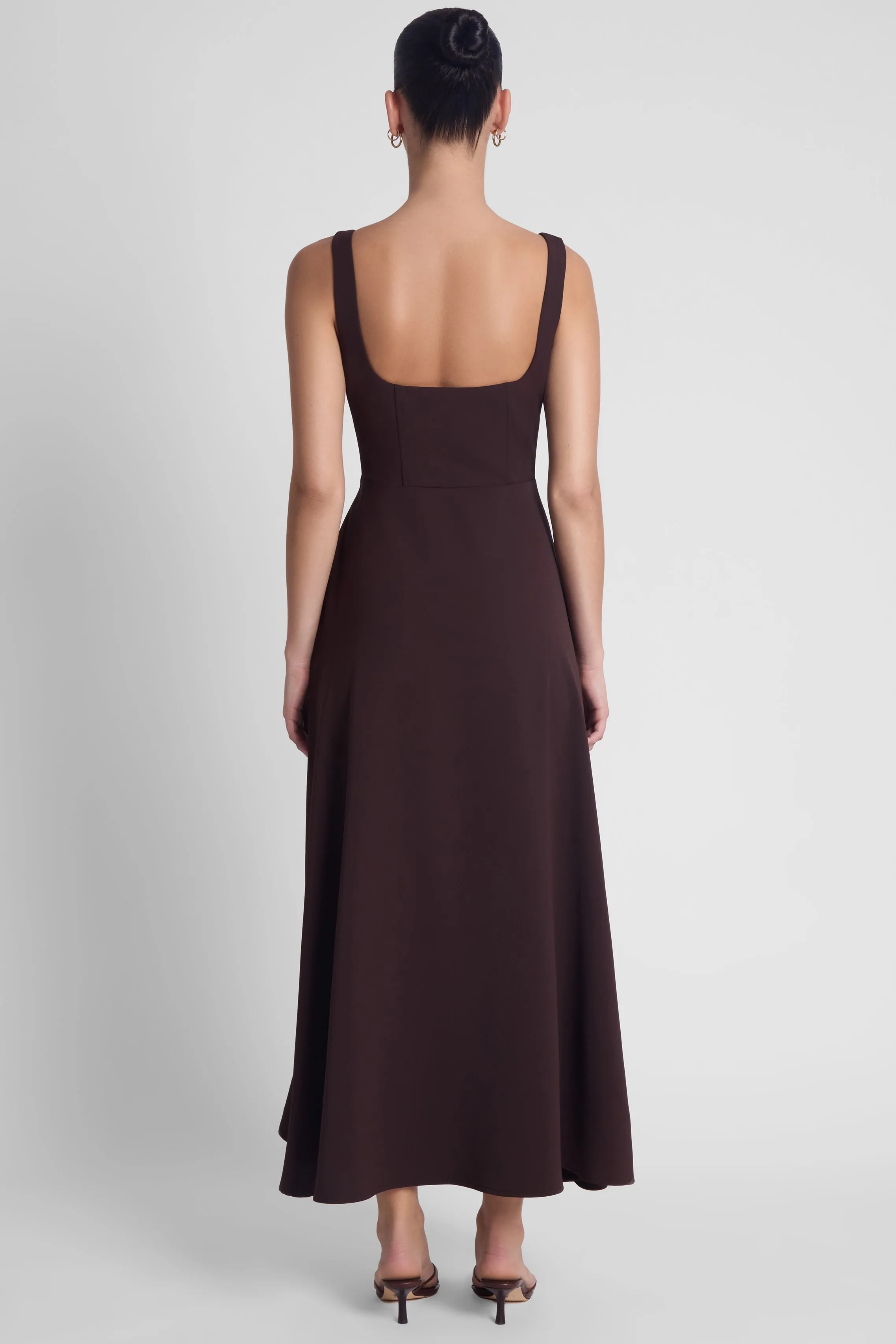 Serenity Square Neck Corset Midi Dress - Chocolate Brown sold by LEAU product image thumbnail 5