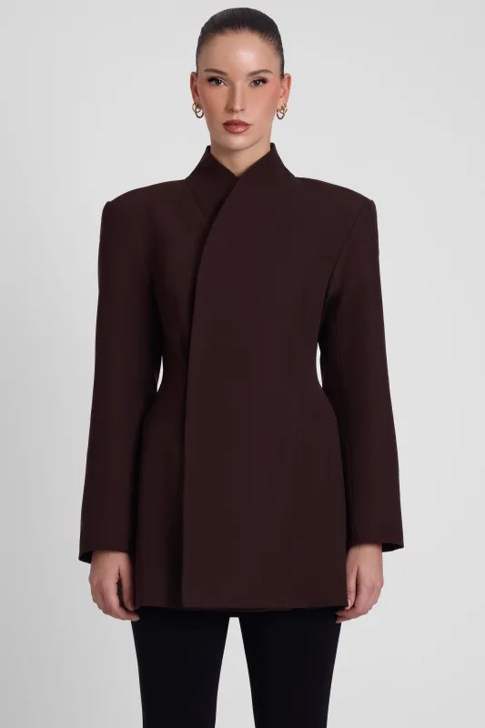 Cairo Hourglass Belted Coat - Chocolate Brown made by LEAU