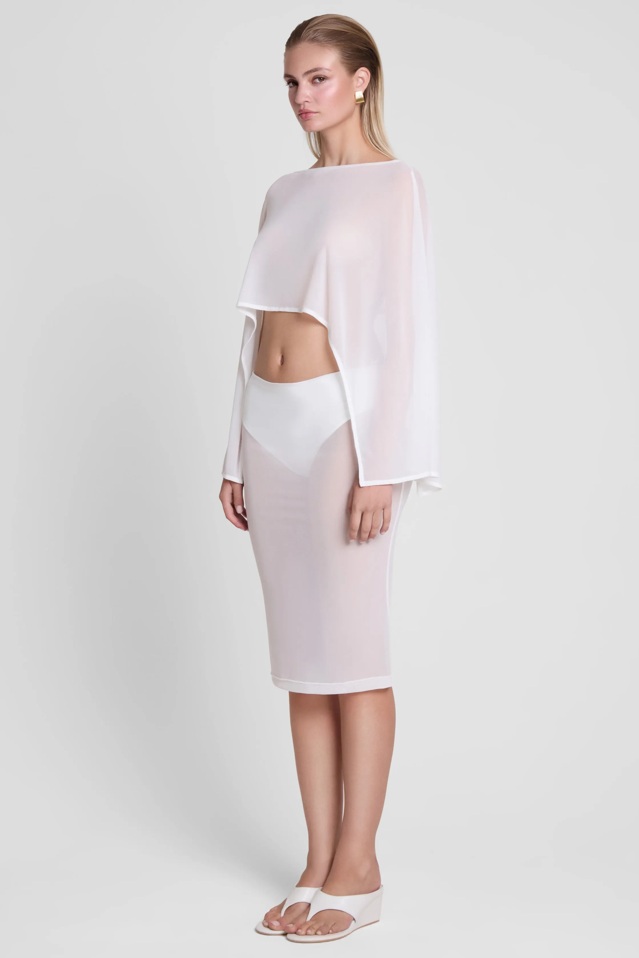 Imogen Sheer Mesh Cape - White sold by LEAU product image thumbnail 2