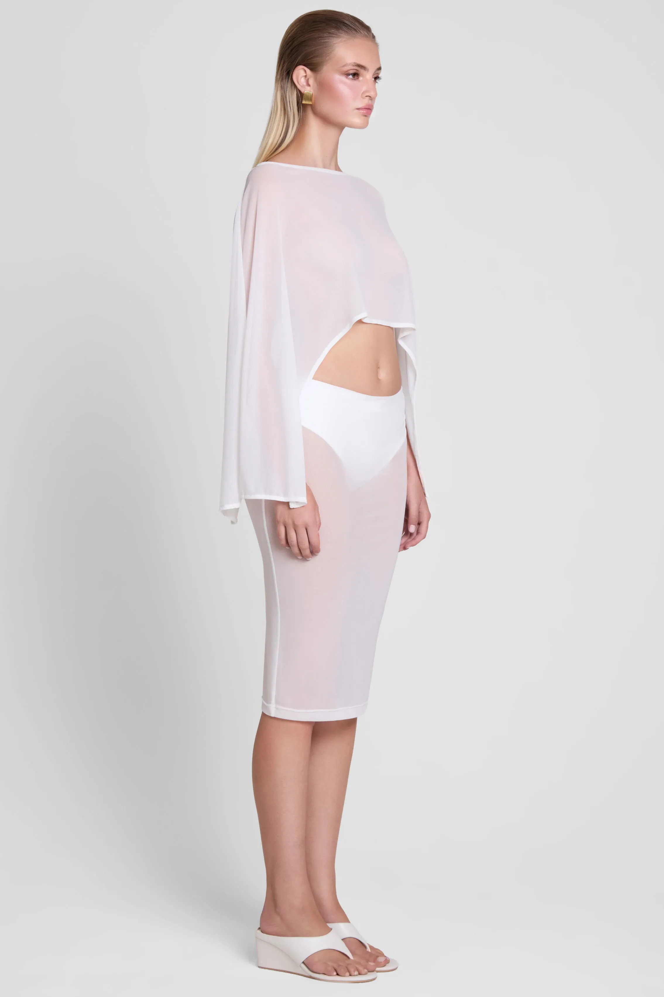 Imogen Sheer Mesh Cape - White sold by LEAU product image thumbnail 3