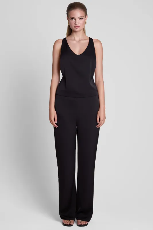 Soho Satin Straight Leg Pants - Black made by LEAU