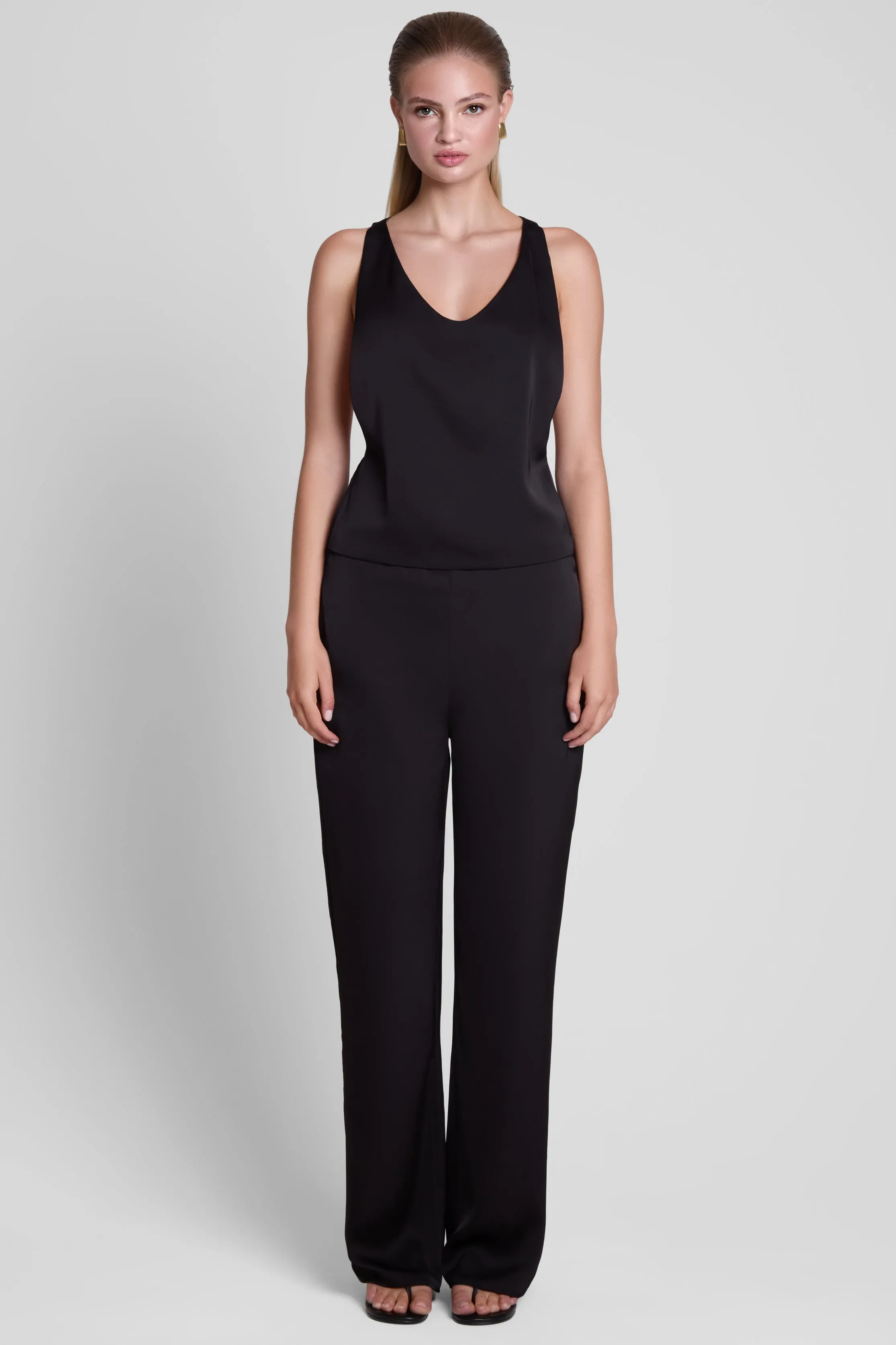Soho Satin Straight Leg Pants - Black sold by LEAU