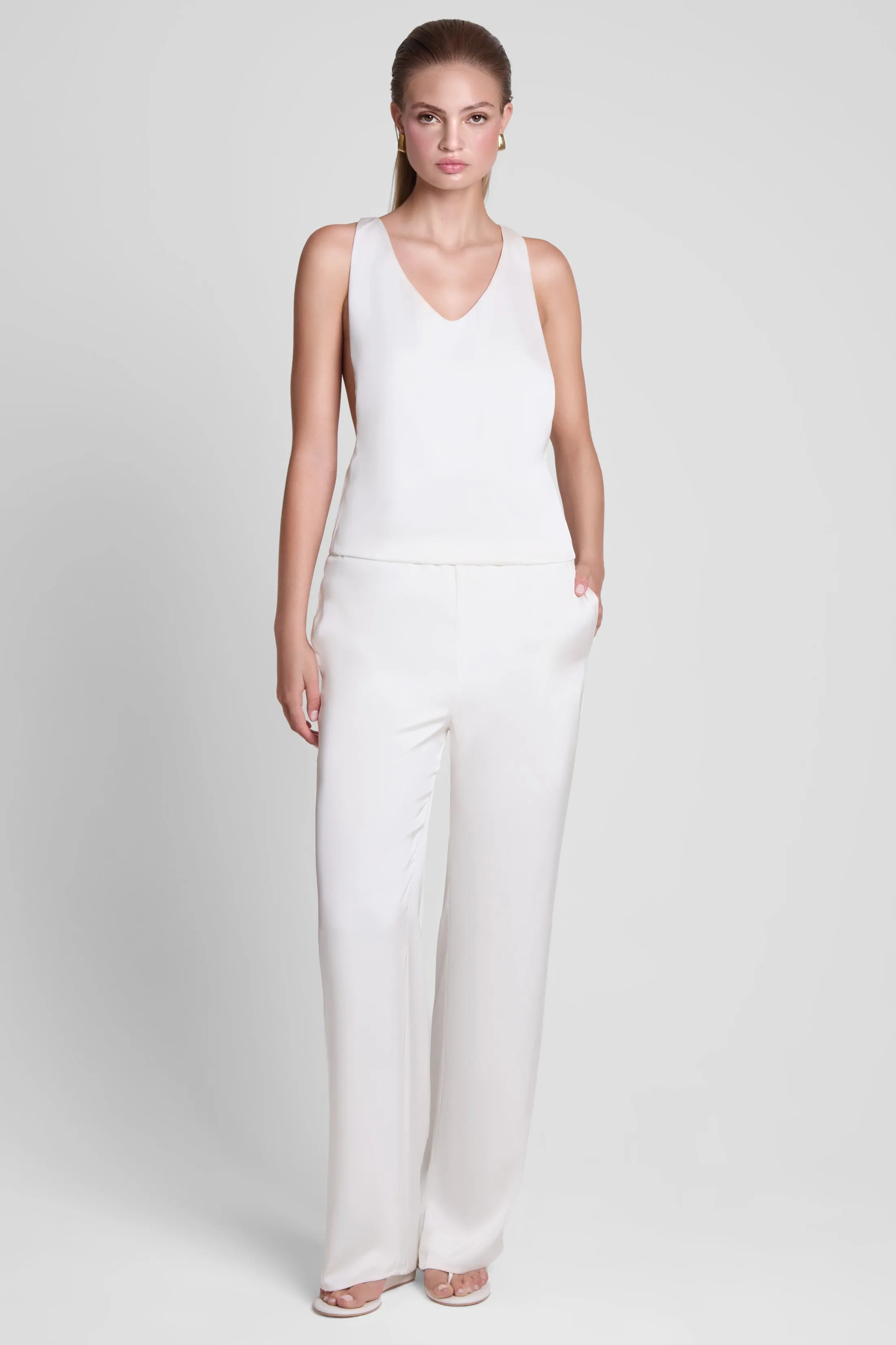 Soho Satin Straight Leg Pants - White sold by LEAU product image thumbnail 3