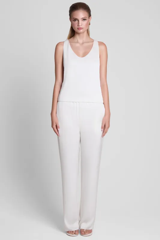 Soho Satin Straight Leg Pants - White made by LEAU