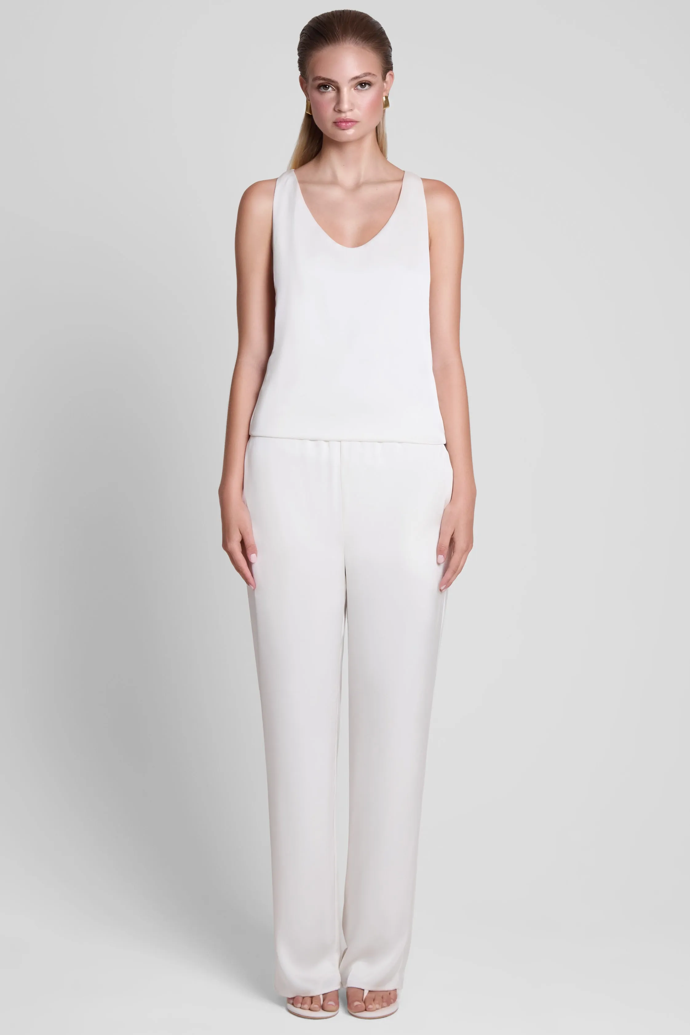 Soho Satin Straight Leg Pants - White sold by LEAU